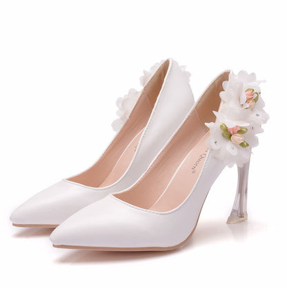 Women Crystal Flora Stiletto Heel Wedding Pumps