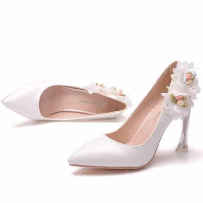 Women Crystal Flora Stiletto Heel Wedding Pumps