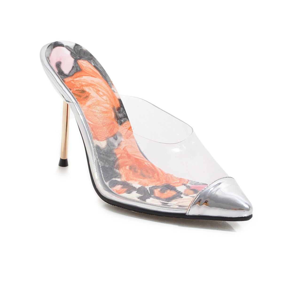 Women's Pointed Toe Transparent Ultra High Heel Stiletto Heel Sandals