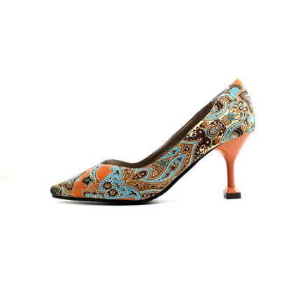 Floral Printed High Heel Shallow Mouth Women Pumps