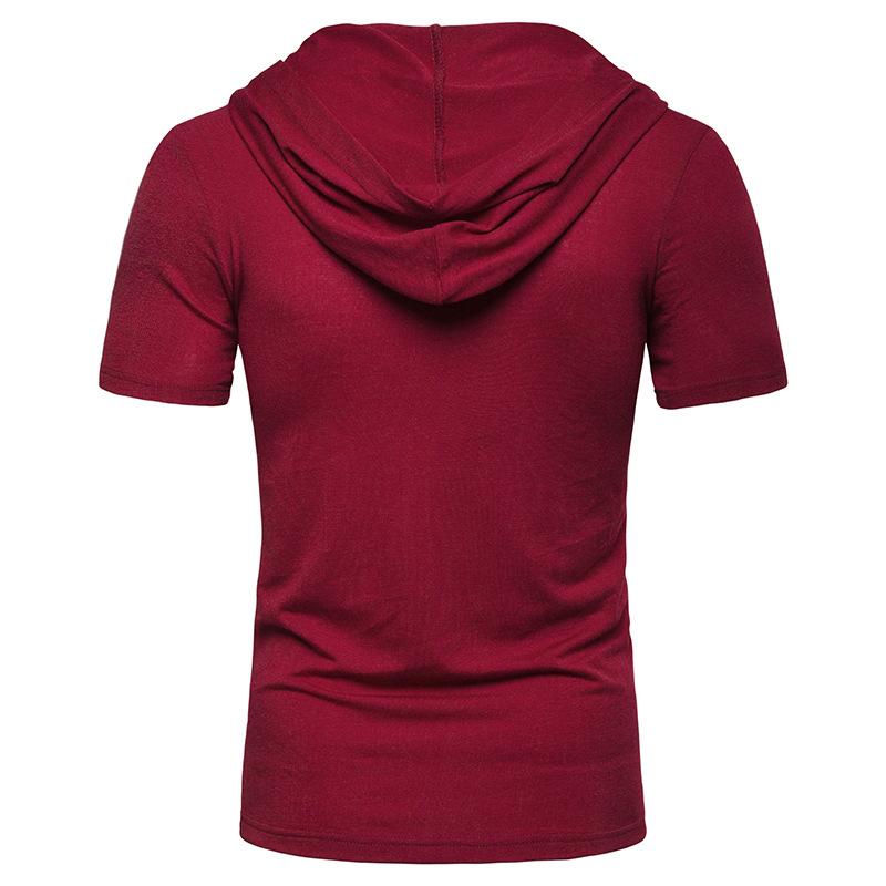 Men's Hooded Loose Shoelace Short Sleeves T-shirt