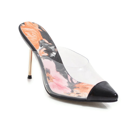 Women's Pointed Toe Transparent Ultra High Heel Stiletto Heel Sandals