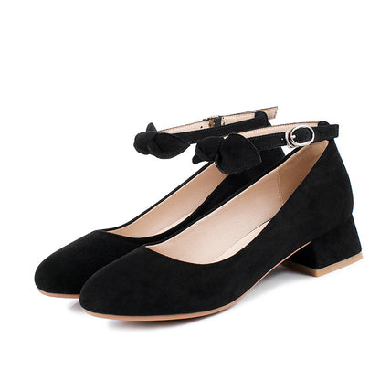 Leisure Square Heel Buckle Shallow Toe Women Chunky Pumps Shoes