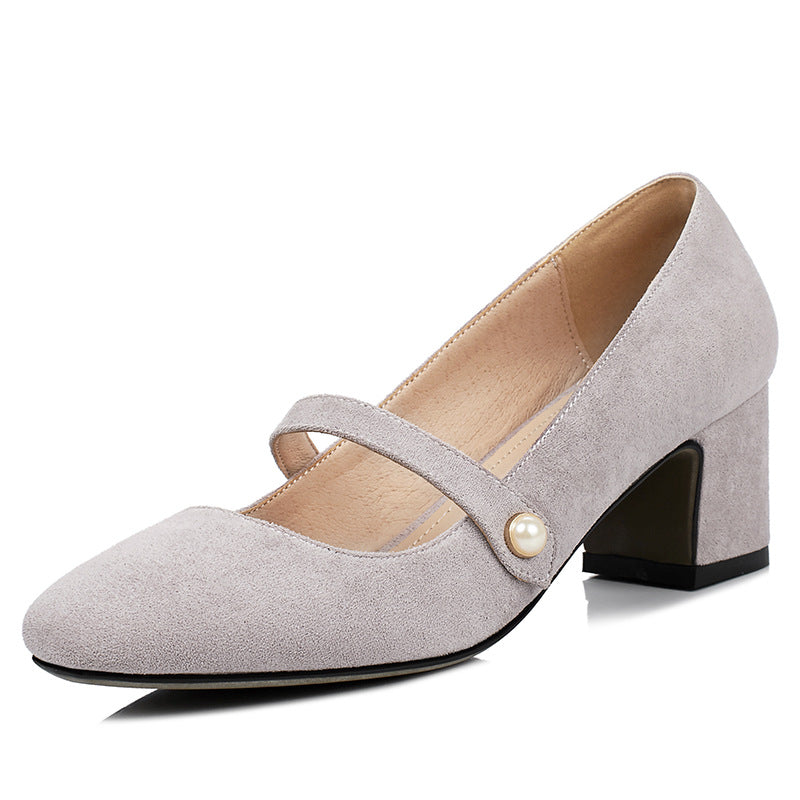 Shallow Toe Mary Janes Women Chunky Pumps