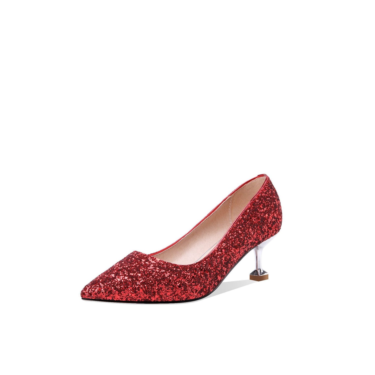 Sequins Wedding Shoes Shallow Kitten Heels Pumps