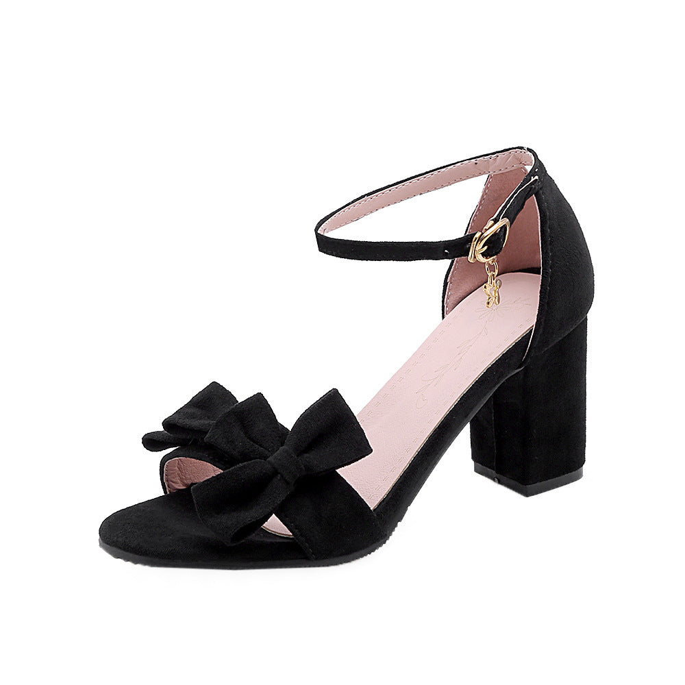 Women's Sweet Bow High Heel Chunky Heel Sandals