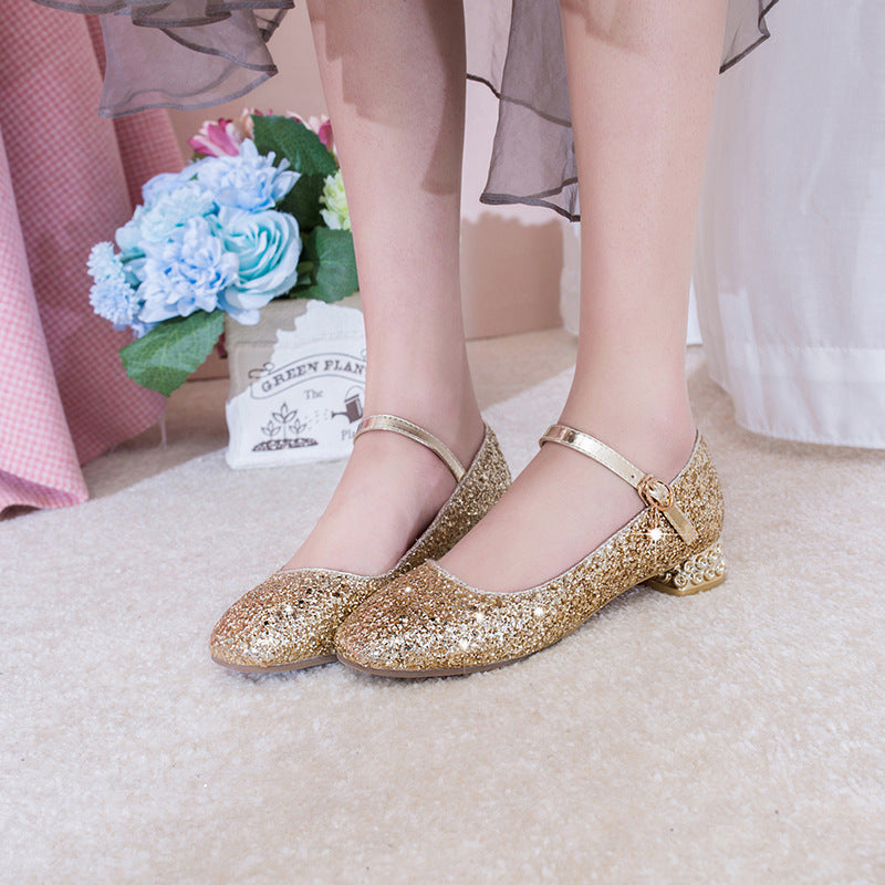 Women's Buckle Wedding Shoes Rhinestone Low Heeled Mary Janes