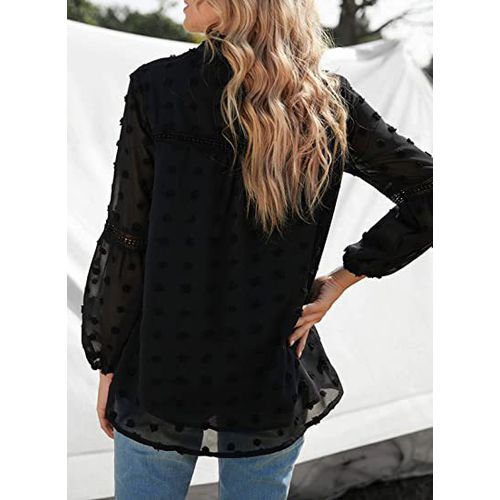 Womens Lotus Leaf Chiffon Long-sleeved Shirt Blouse