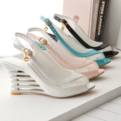 Women's Buckle Open Toe Wedge Sandals