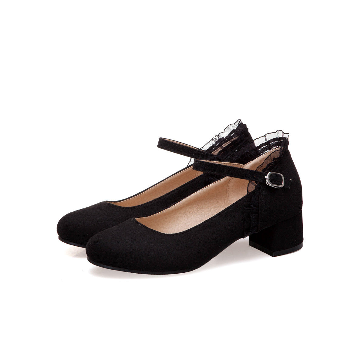 Mary Janes Middle Heel Buckle Belt Women Pumps