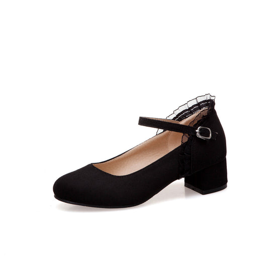 Mary Janes Middle Heel Buckle Belt Women Pumps