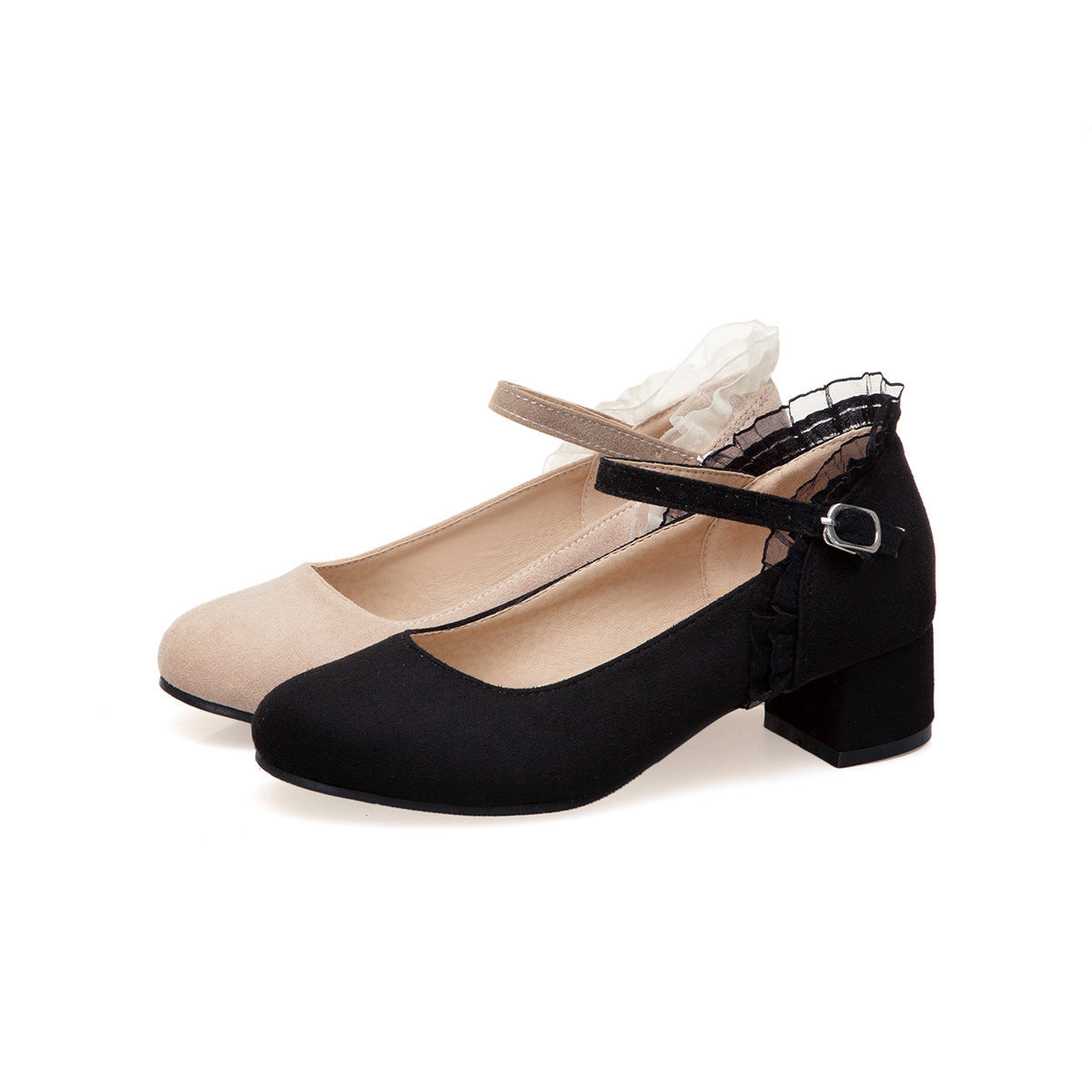 Mary Janes Middle Heel Buckle Belt Women Pumps