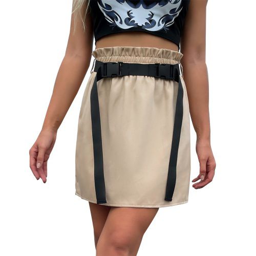 Womens Belt Straight High Waist Skirt