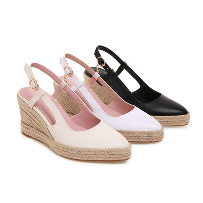 Women's Pointed Toe Buckle Wedges Sandals