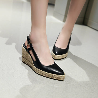 Women's Pointed Toe Buckle Wedges Sandals