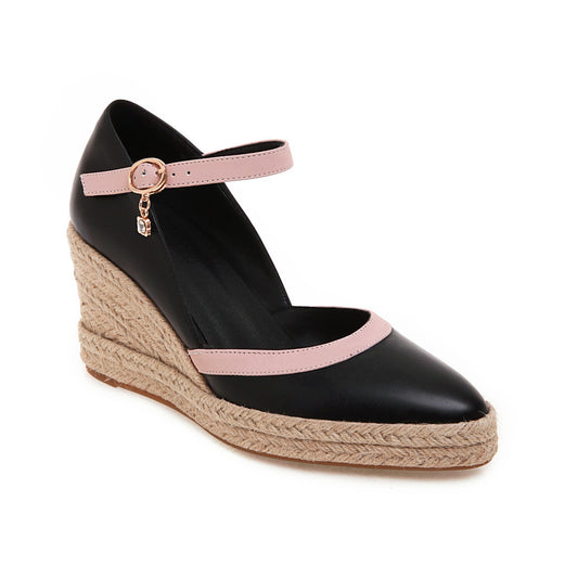 Women's High Heel Buckle Platform Wedge Sandals