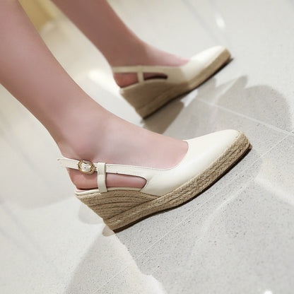 Women's Pointed Toe Buckle Wedges Sandals