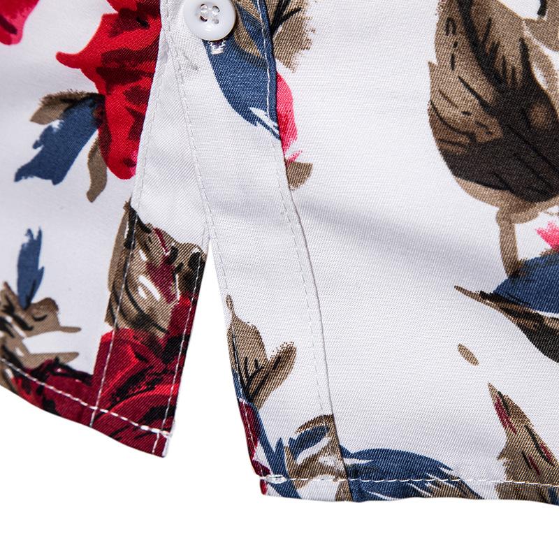 Men's Fashion Rose Pattern Decor Design Long Sleeves Shirts