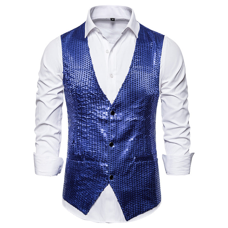 Sequined Men's Vest With Bowtie Performance Clothing