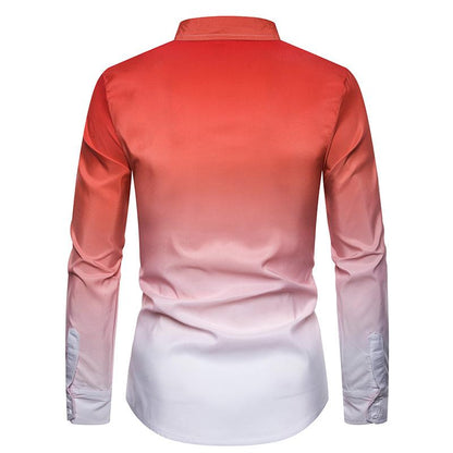 Men's Style Daily Casual Gradient Design Turndown Long Sleeves Shirts