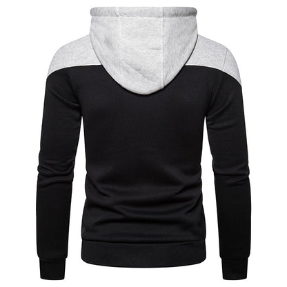 Men's Hooded Two-color Stitching Zipper Sports Hooded Sweaters