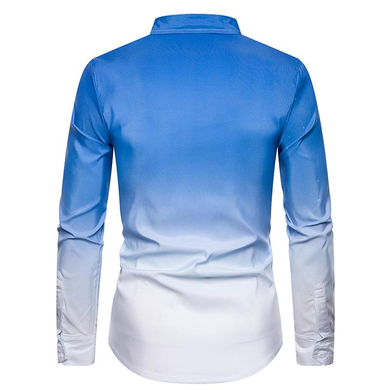 Men's Style Daily Casual Gradient Design Turndown Long Sleeves Shirts