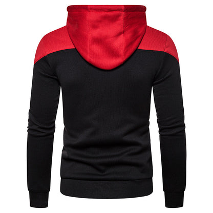 Men's Hooded Two-color Stitching Zipper Sports Hooded Sweaters