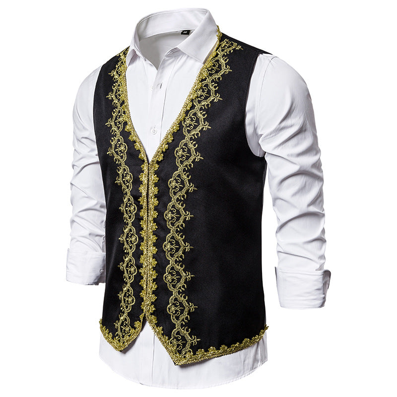 Men's Black and White Vests with Gold Performance Clothing