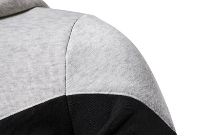 Men's Hooded Two-color Stitching Zipper Sports Hooded Sweaters