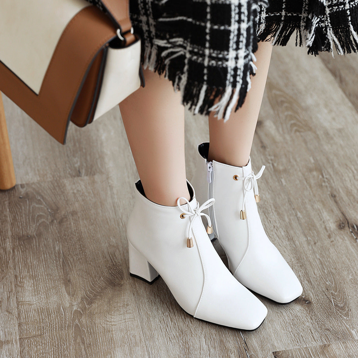 Women's British Style Low Heeled Ankle Boots