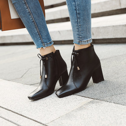 Women's British Style Low Heeled Ankle Boots