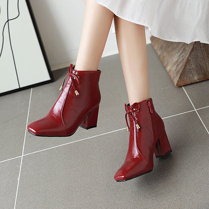 Women's British Style Low Heeled Ankle Boots