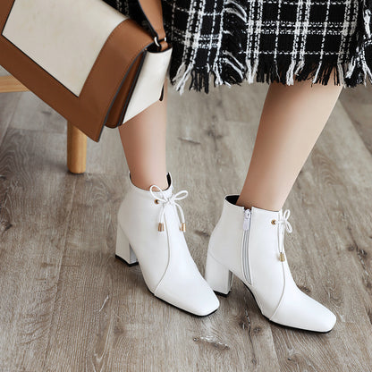 Women's British Style Low Heeled Ankle Boots