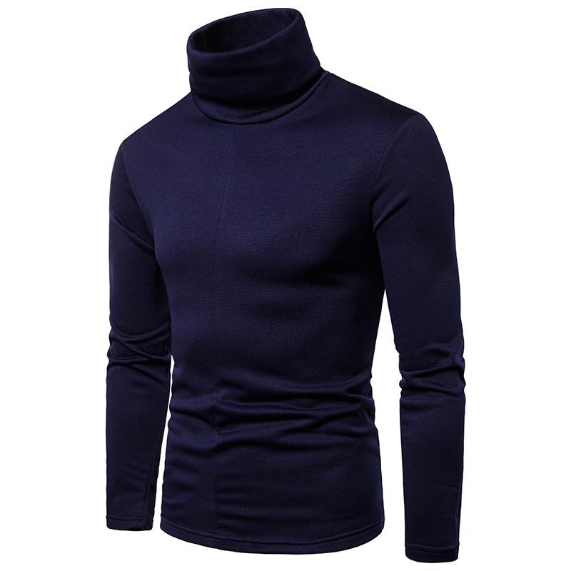 Men's Plus Size Fleece Turtle Neck Long Sleeves T-shirt