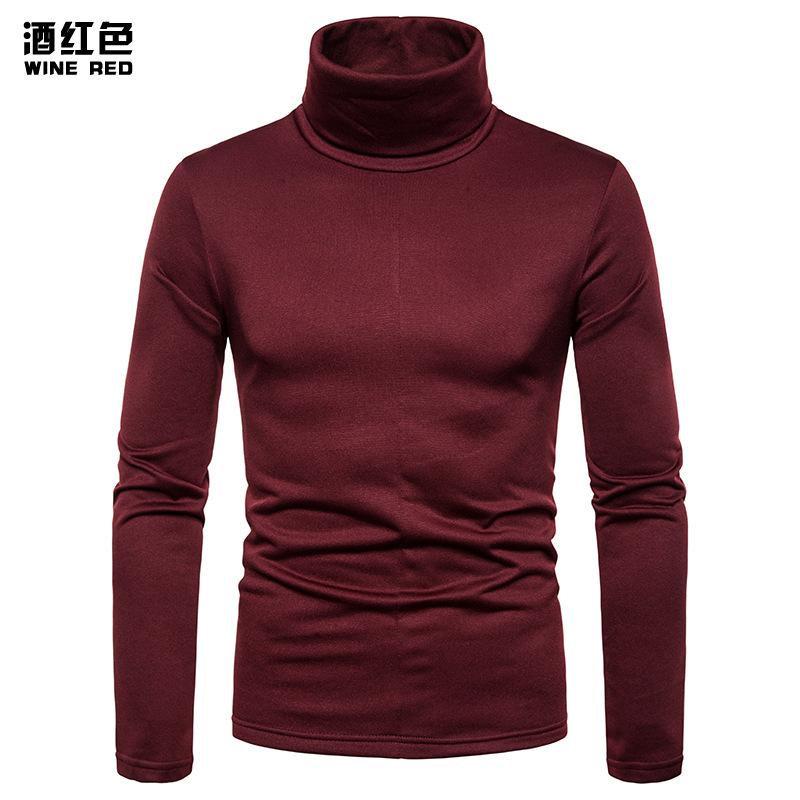 Men's Plus Size Fleece Turtle Neck Long Sleeves T-shirt