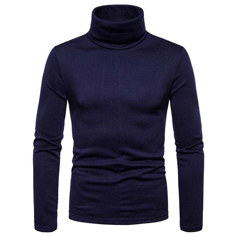 Men's Plus Size Fleece Turtle Neck Long Sleeves T-shirt
