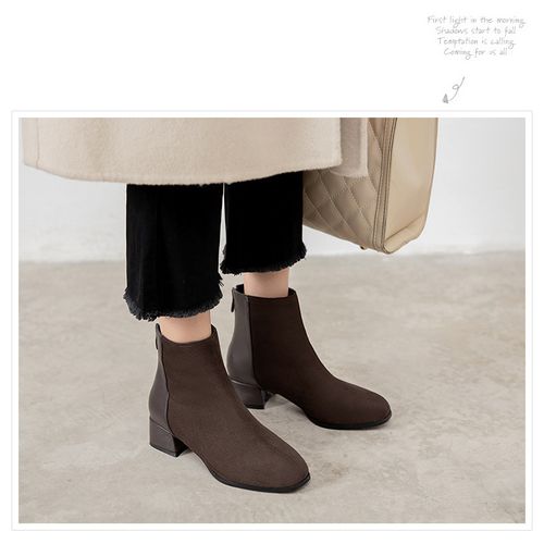 Women Zip Low Heels Short Boots