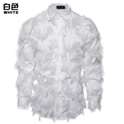 Men's Manual Solid Feather Specialty Henry Stand-Up Collar Long Sleeves Shirts