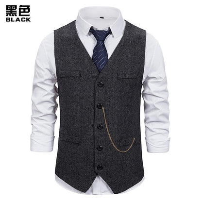 Men's Woollen Single Breasted Tough Guy Suit Vest