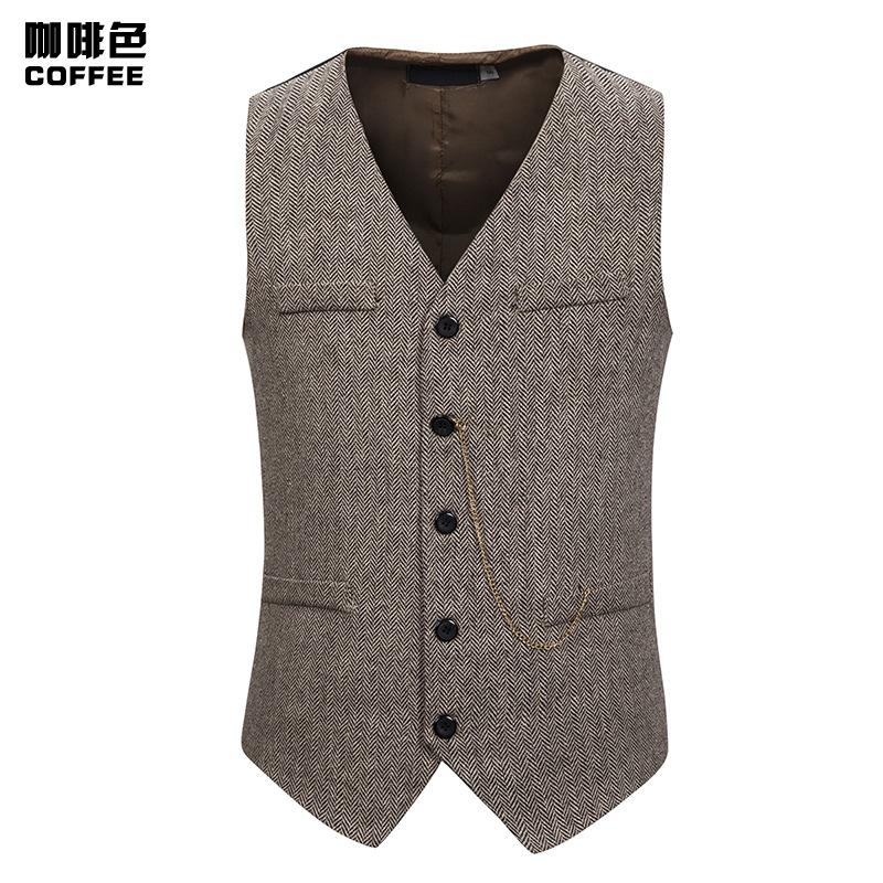 Men's Woollen Single Breasted Tough Guy Suit Vest