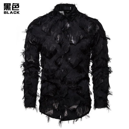 Men's Manual Solid Feather Specialty Henry Stand-Up Collar Long Sleeves Shirts