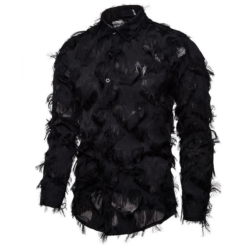 Men's Manual Solid Feather Specialty Henry Stand-Up Collar Long Sleeves Shirts