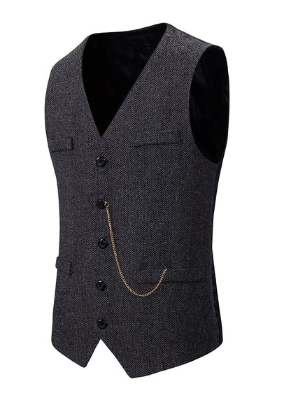 Men's Woollen Single Breasted Tough Guy Suit Vest