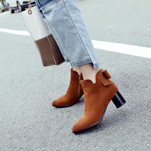 Women Bowtie High Heels Short Boots