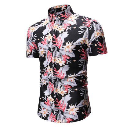 Men's Prints Lapels Short Sleeves Shirts