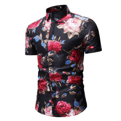 Men's Prints Lapels Short Sleeves Shirts