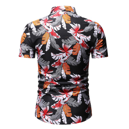 Men's Prints Lapels Short Sleeves Shirts