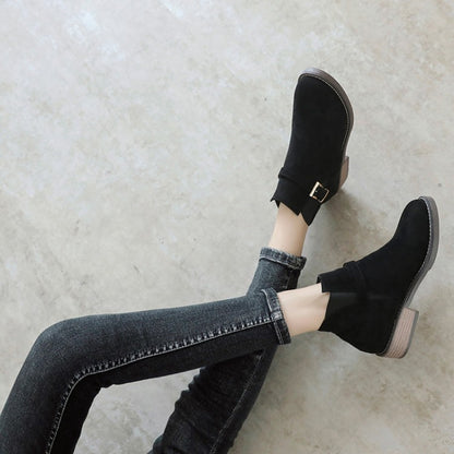 Women Buckle High Heels Short Boots Shoes Woman