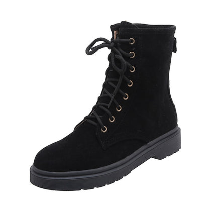 Women Lace Up Short Boots Shoes Woman