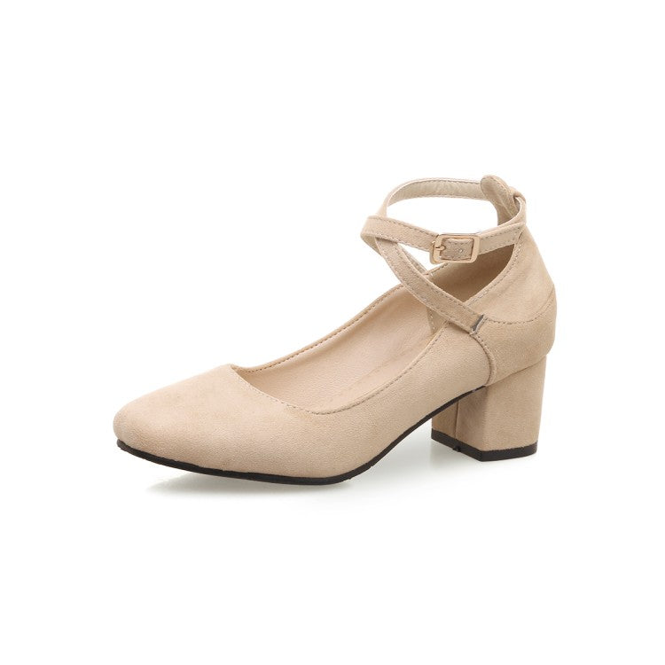 Women Ankle Strap Buckle High Heel Pumps